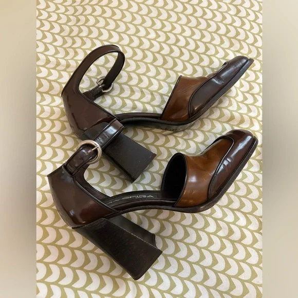 Via Spiga brown two-tone block heel, size 8/46, Made in Italy - Picture 4 of 5